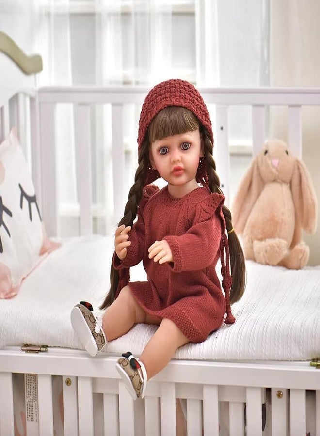 VIKINGS 22" Real Fashion Doll for Girls, Full Silicone Body Musical Reborn Baby Doll, Big Size Realistic Newborn Baby Doll with Cloth, Nipple Bottle for Age 3+ Kids Birthday Christmas (Multicolor) - Image 3